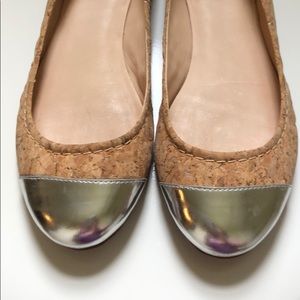 Kate Spade cork and silver flats